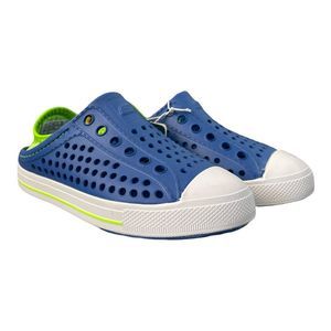 Skechers Boy's Foamies Slip On Machine Washable Guzman Steps Sneaker - Blue/Lime
